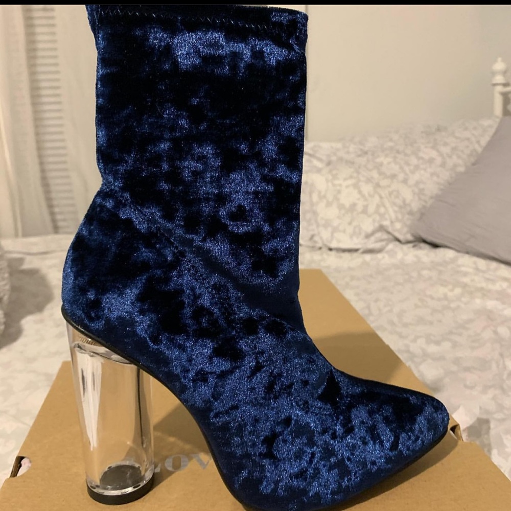 Chunky suede heels